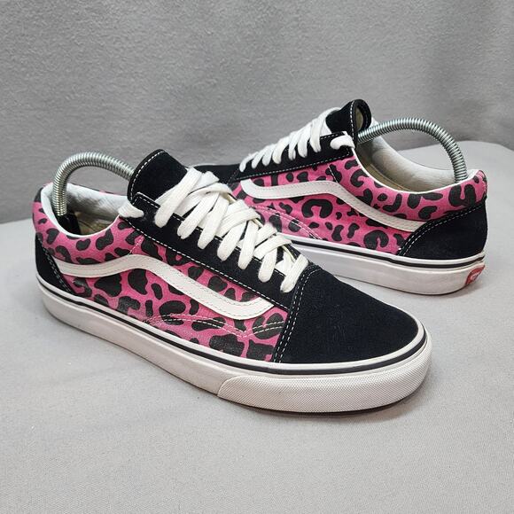 Van Old Skool Black Suede Pink Cheetah Leopard Low Tops Skater Women's 10.5 - Picture 1 of 8